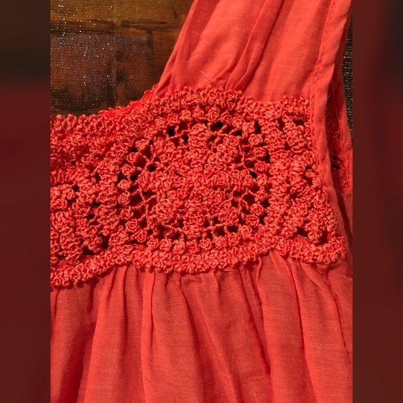 Anthro ELLA MOSS Coral Silk & Cotton Flowy Top EUC - Picture 4 of 8